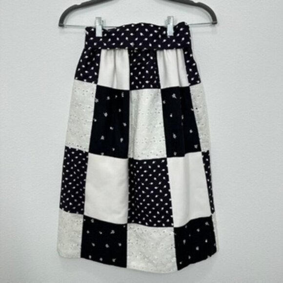 Vintage 70s Black and White‎ Checkered Hankerchief Elastic Waist Belted Size S/M - Picture 6 of 6